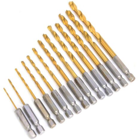 set di 13 punte per trapano rivestite in titanio, da 1,5-6,5 mm, acciaio ad alta velocità, sostituzione rapida, codolo esagonale da 1/4” -TREETALK