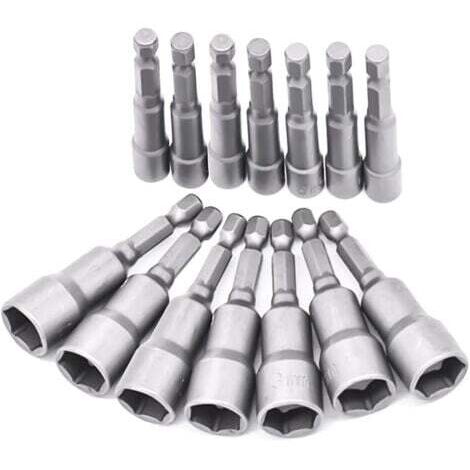 Set di 14 bussole per cacciaviti da 6-19 mm - Adattatore per punte, esagonale per cacciavite a bussola per trapano a mano, cacciavite elettrico, chiave a bussola (acciaio al cromo vanadio)