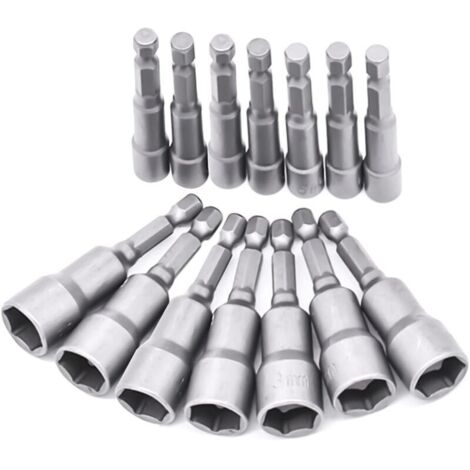 Set di 14 bussole per cacciaviti da 6-19 mm - Adattatore per punte, esagonale per cacciavite a bussola per trapano a mano, cacciavite elettrico, chiave a bussola (acciaio al cromo vanadio)