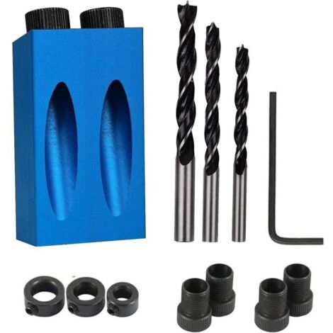 Set di 14 dime per foratura a tasca - Guide per la lavorazione del legno, strumento per angoli di giunzione, localizzatore per la lavorazione del legno - Fissaggio di fori angolati a 15° per la lavora