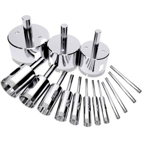 Set di 15 punte diamantate per trapano, seghe a tazza, punte diamantate per carotaggio, seghe a tazza diamantate per piastrelle, vetro, ceramica, porcellana, marmo e granito, da 6 mm a 50 mm.