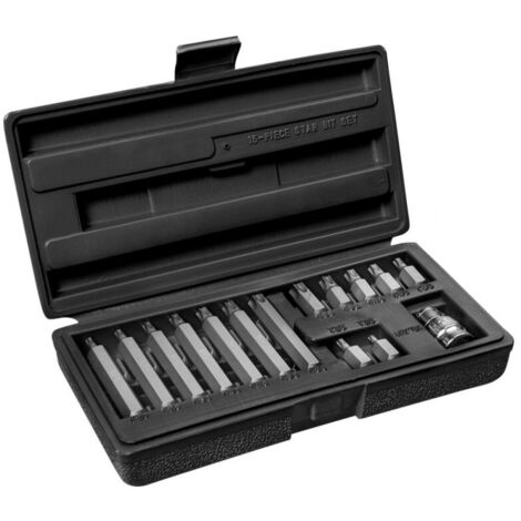 Set di 15 punte per cacciavite torx in acciaio topex - adattatore valigetta inclusa, gto 39d391