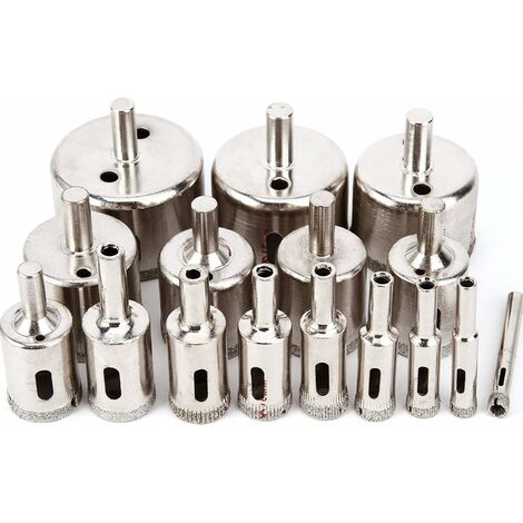 Set di 15 punte per trapano diamantate, utensili per punte da trapano per seghe a tazza Utensili per frese a nucleo cavo diamantate per piastrelle di vetro ceramica marmo porcellana (φ6-50mm)