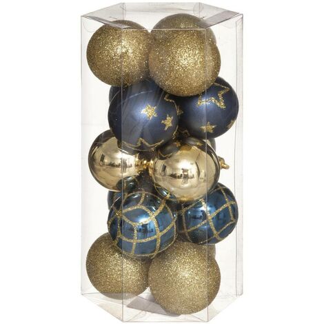 Set di 15 sfere lisce e decorate d.5cm oro bianco - Feeric lights & christmas