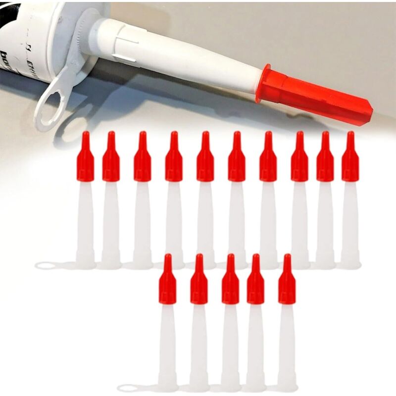Image of Set di 15 tappi per ugelli per sigillante, include 15 confezioni di ugelli per sigillante bianchi e 15 confezioni di tappi per sigillante rossi,
