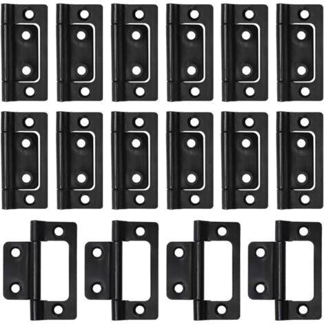 Set di 16 cerniere pieghevoli per porte - Piccole cerniere piatte - Girevoli a 360° - Per porte, finestre e armadi in legno - 51 x 25 mm - Nere