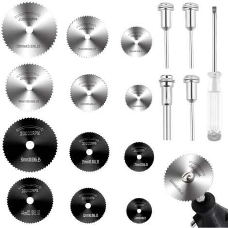 Set di 17 dischi da taglio per accessori Dremel, mini punte rotative multifunzionali in acciaio rapido per Dremel, per tagliare metallo, legno, plastica e metallo