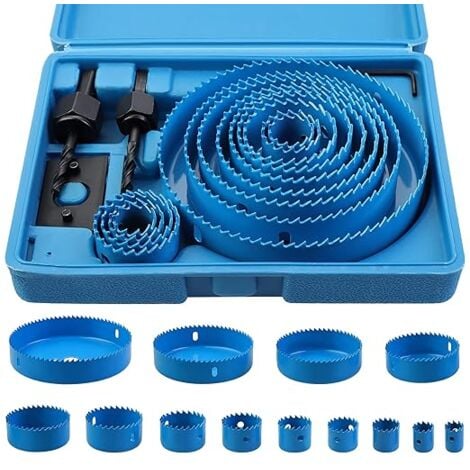 L&H-CFCAHL Set di 17 seghe a tazza bimetalliche in acciaio al carbonio da 19-127 mm per legno, cartongesso e cartongesso, blu