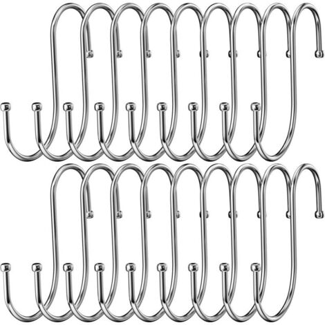 Set di 18 ganci a S in acciaio inossidabile KZQ, robusti ganci doppi in metallo per appendere tazze, vestiti, pentole e ciotole, adatti per cucina, bagno, giardino e guardaroba