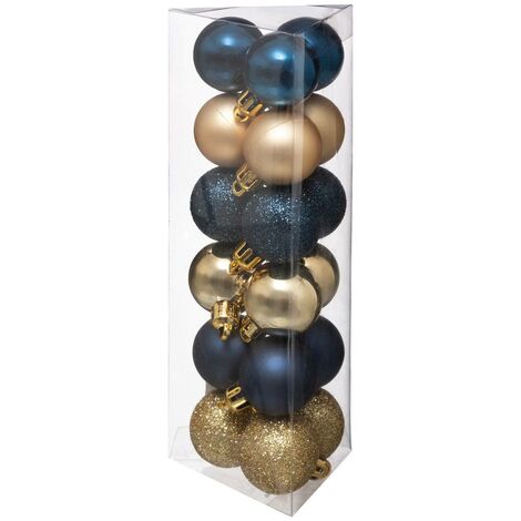 Set di 18 palline D.3cm blu oro - Feeric lights & christmas