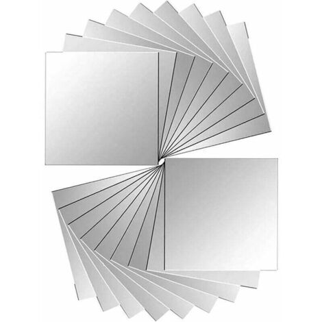 Set di 18 pezzi piastrelle a specchio adesivo specchio adesivo specchio da parete per decorazione parete argento 15 x 15 cm