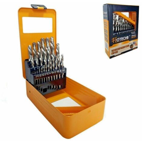 Set di 19 punte per trapano HSS elicoidali da ferro misure da 1 a 10 mm Hoteche
