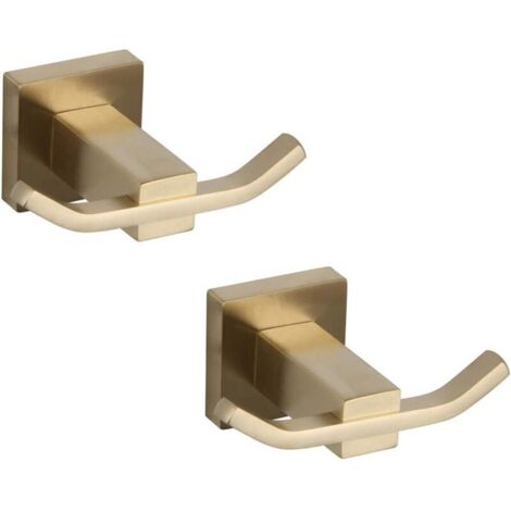 Set di 2 accessori da bagno: accappatoio con cappuccio doppio, gancio a parete, acciaio inox spazzolato SUS304, PVD oro zirconio