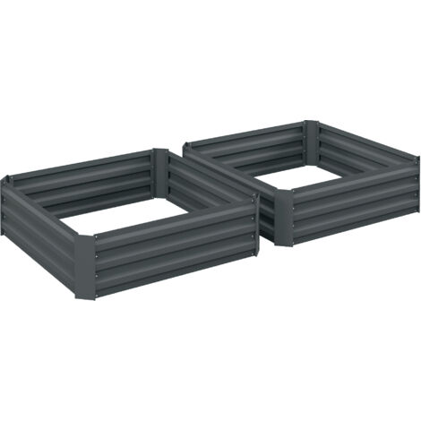 Set di 2 aiuole rialzate in acciaio, aiuola, serra fredda, letto da giardino, fioriera, da piantare, vaso per piante 100x100x30cm per giardino, balcone, terrazzo, orto per fiori e piante