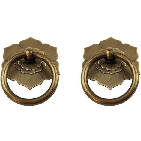 Set di 2 anelli di chiusura in ottone anticato per mobili da cucina, armadi, cassetti, accessori per mobili vintage, anelli di chiusura in stile retrò (bronzo anticato)