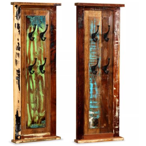 Set di 2 appendiabiti in legno massello di recupero con 4 ganci 38 x 100 cm DEC024192