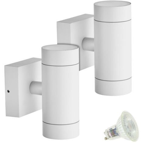 Set di 2 applique da esterno a doppio fascio VENEZIA bianche con 4 lampadine LED GU10 5W  Température de Couleur: Bianco neutro 4000K