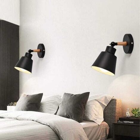 Set di 2 applique da parete in metallo industriale moderno, lampade in stile loft Edison E27 per bar, caffè, corridoio, sala da pranzo, soggiorno, camera da letto (nero)