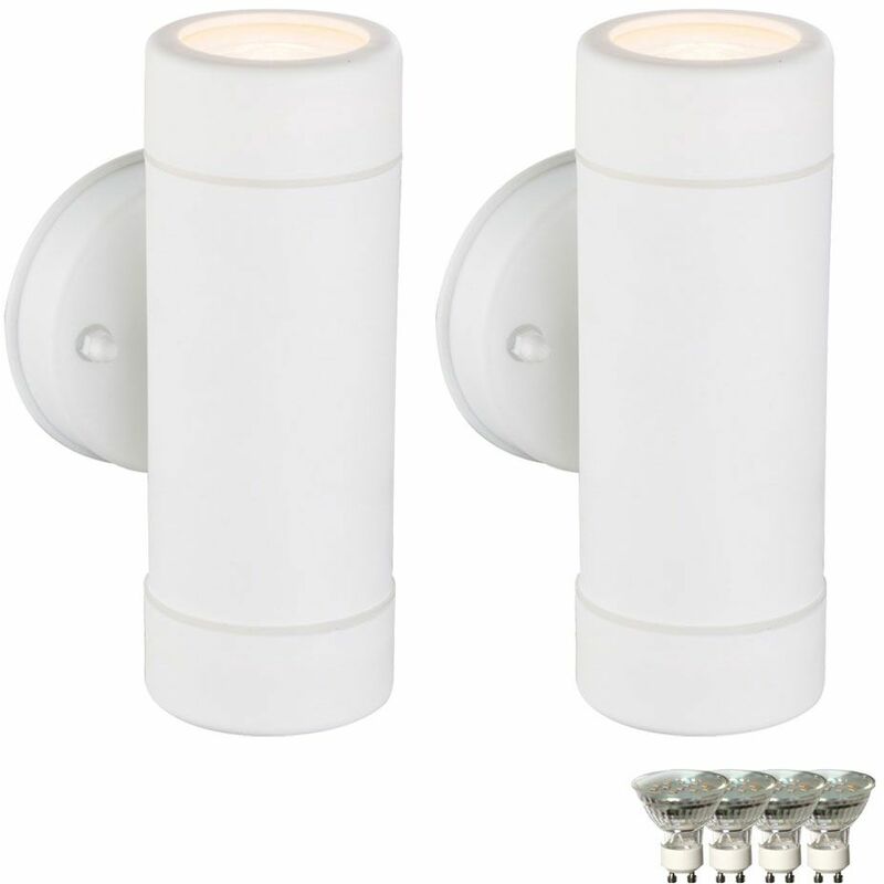 Image of Etc-shop - Set di 2 lampade da parete bianche facciate illuminano up down faretto da esterno GU10 in un set comprensivo di lampadine a led