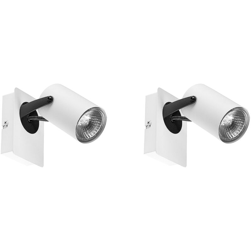 Image of Beliani - Set di 2 lampade da parete in metallo con paralume regolabile bianco Klip