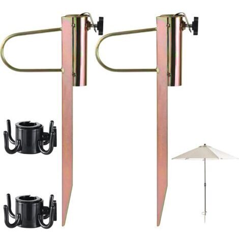 Set di 2 basi in metallo per ombrelloni, regolabili per ombrelloni da 22 a 32 mm, ideali per giardino e patio.