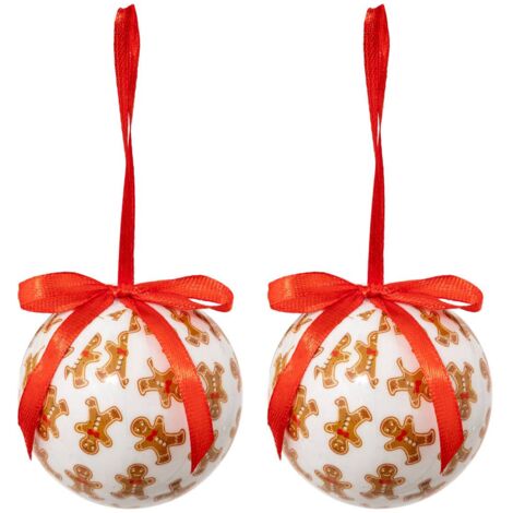 Set di 2 baubles in carta stampata pan di zenzero da 60 mm - Atmosphera créateur d'intérieur
