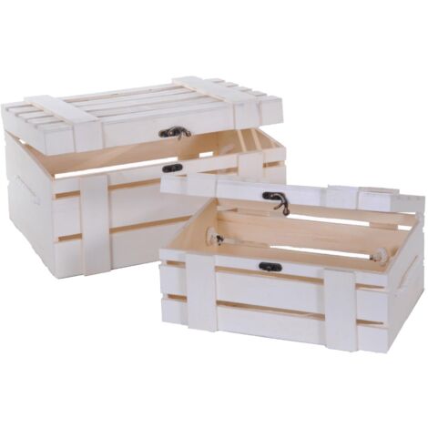 Set di 2 Bauli in Legno Larghezza 32 cm