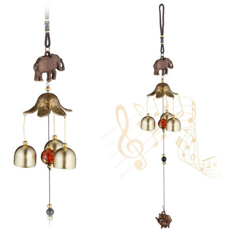 Set di 2 campanelli eolici, campanelli in metallo per giardino, uso interno ed esterno, da appendere, Feng Shui, oro/nero