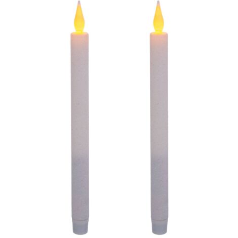 Set di 2 candele a bastoncino LED bianche e glitterate - Feeric lights & christmas