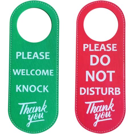 Set di 2 cartelli per porte in pelle "Non disturbare", adatti per casa, lavoro e hotel.