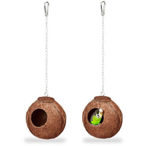 Set di 2 casette per uccelli in cocco