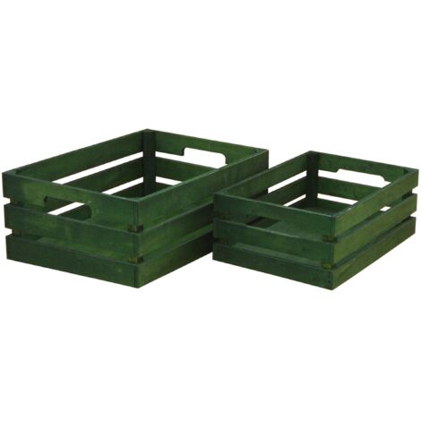 Set di 2 Cassetta in Legno Larghezza 35 cm