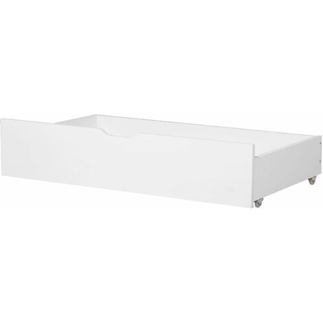 Set di 2 cassetti per letto con ruote in legno di pino massiccio bianco Rumilly