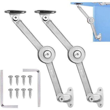 Set di 2 cerniere di supporto per coperchio con chiusura ammortizzata e sistema di bloccaggio - Per ante di cucine, ante di armadi, guardaroba - Angolo di apertura 75°/90°/110°