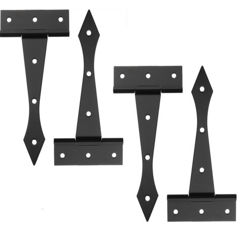 Set di 2 cerniere per porte a forma di T da 4 pollici, cerniere per porte di capanni da giardino, cerniere resistenti per recinzioni in legno, cancelli da giardino, porte di fienili, scatole di legno,