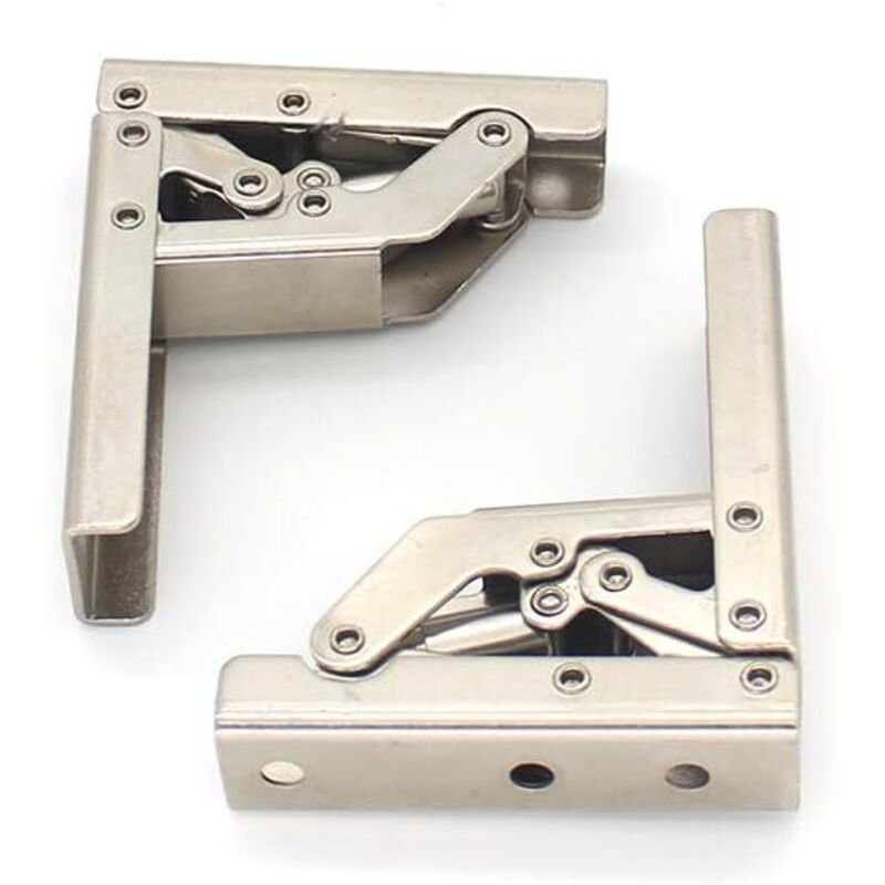 Set di 2 cerniere pieghevoli rinforzate a 90°, fissaggio invisibile per telai di mobili e tavoli.