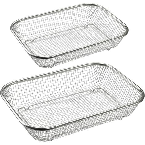 Set di 2 cestelli per cottura in forno in acciaio inox - Per cottura ad aria calda a basso contenuto di grassi - Forno o barbecue