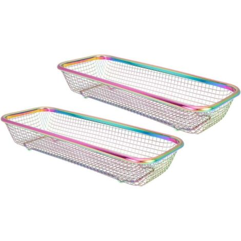 Set di 2 cestini in acciaio inox, organizer multifunzionale per posate e bacchette.