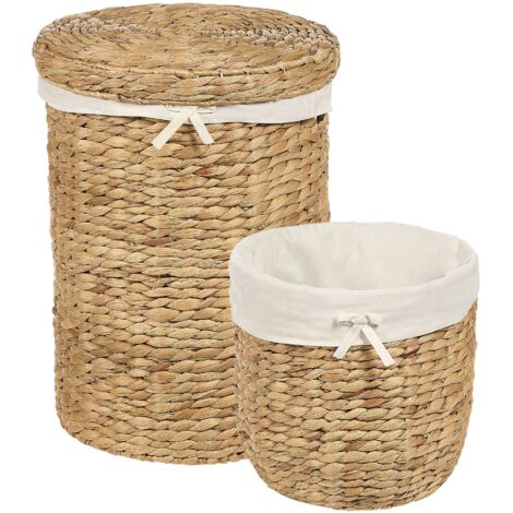 Set di 2 cestini portaoggetti per la biancheria con coperchio in giacinto d'acqua Danang
