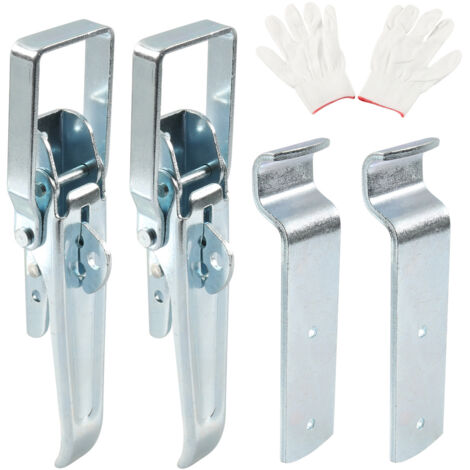 Set di 2 chiusure eccentriche con guanti (210 mm), grande chiusura a cricchetto per auto/rimorchio/ribaltabile, chiusura per parete laterale, chiusura per rimorchio, zincata