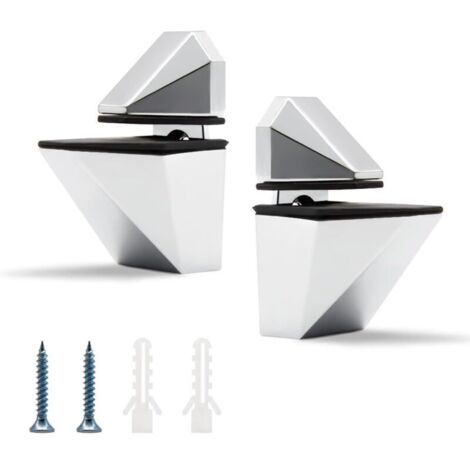 Set di 2 clip per vetro, supporto regolabile per mensole in vetro, clip per specchi da bagno, per mensole da 3 a 20 mm di spessore (argento)