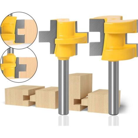 Set di 2 coltelli per scanalature, coltello a T con denti quadrati, per tenonatura nel legno e nel terreno (gambo da 6 mm)