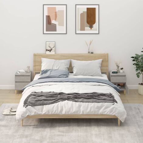 Set di 2 Comodini Camera da Letto - Tavolini da Salotto Grigio Cemento 40x35x50 cm BV964608 - BonneVie