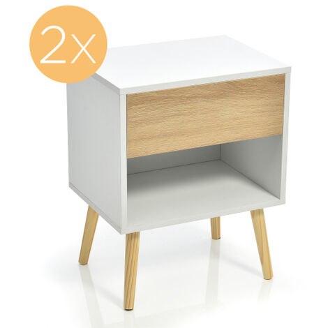 Set di 2 comodini comodino, certificato FSC®, comodino con cassetti, tavolino da divano adatto a qualsiasi letto e camera da letto