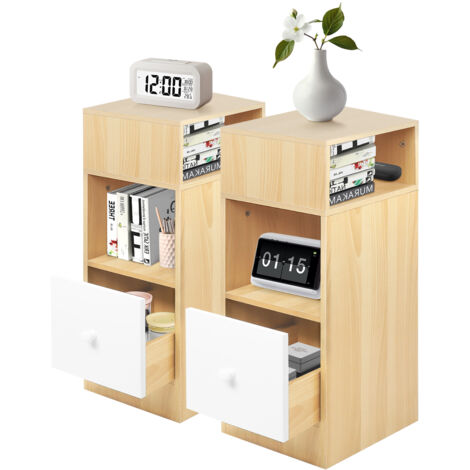 Set di 2 comodini, comodino, tavolino laterale, comodino, tavolo da divano, legno, 253066cm, colore legno