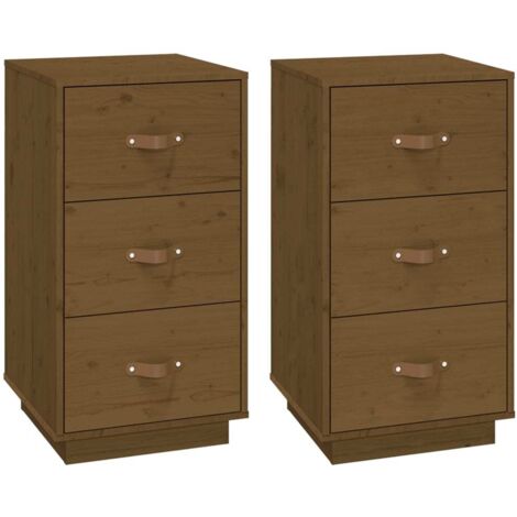 Set di 2 comodini con 3 cassetti 40 x 40 x 75 cm in legno di pino color marrone miele DEC036220