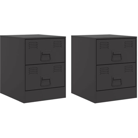 Set di 2 comodini con cassetti 34,5 x 39 x 44 cm acciaio nero DEC035461