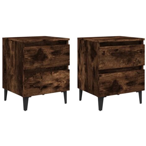 Set di 2 comodini con cassetti 40 x 35 x 50 cm in legno ingegnerizzato marrone e metallo DEC036191