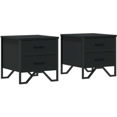 Set di 2 comodini con cassetti 40 x 41 x 40 cm in legno ingegnerizzato nero e metallo DEC035582
