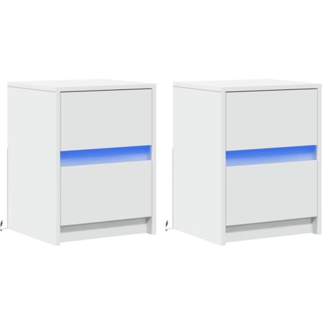 Set di 2 comodini con cassetti e LED 38 x 34 x 50 cm in MDF bianco DEC032870